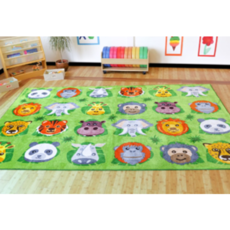 Classroom Rectangular Zoo Animals Placement Carpet