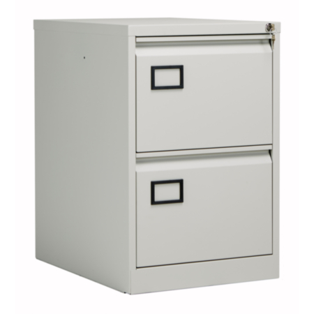 Bisley Contract 2 Drawer Steel Filing Cabinet - Goose Grey