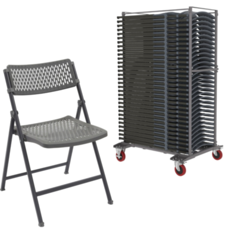 Aran 37 x Easy-Fold Plastic Folding Chair and Trolley Bundle