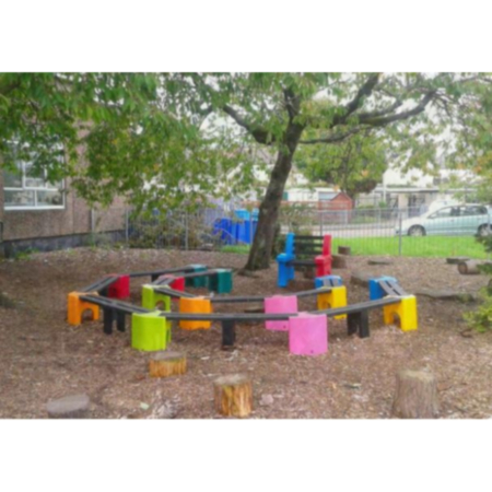 Recycled Plastic Outdoor Children&#039;s Arena Seating with Optional Teacher&#039;s Chair
