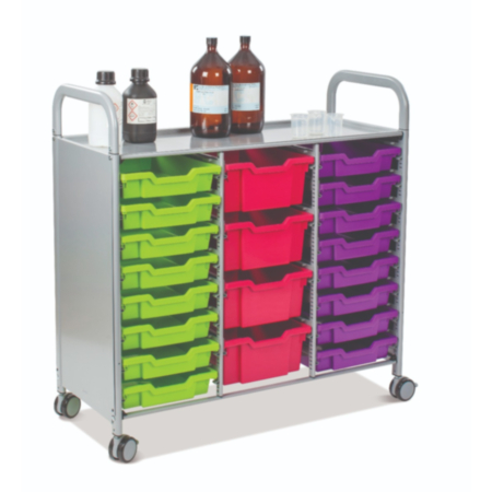 Callero Plus Classroom Storage Trolley with 16 Shallow and 4 Deep Trays
