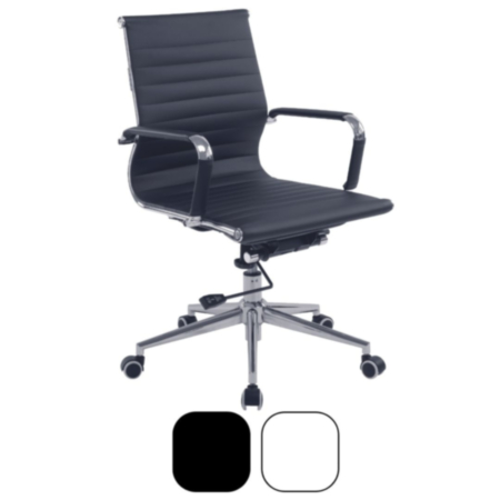 Aura Contemporary Leather Effect Executive Armchair With Chrome Base