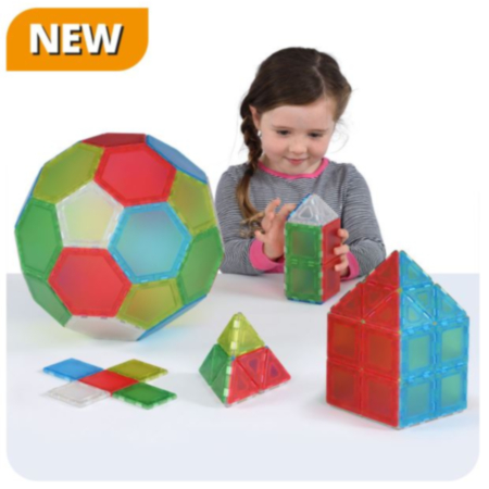 Translucent Solid Magnetic Polydron Essential Shapes Set