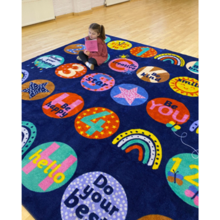 KinderColour Positivity Wellbeing Placement Classroom Carpet 3 x 3 metre