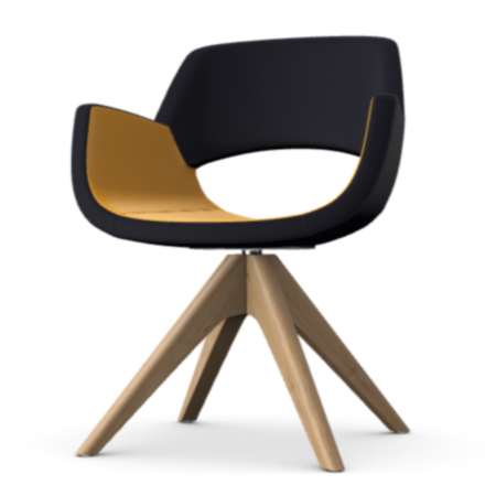 Fielder Reception Chair with Wooden Pyramid Base