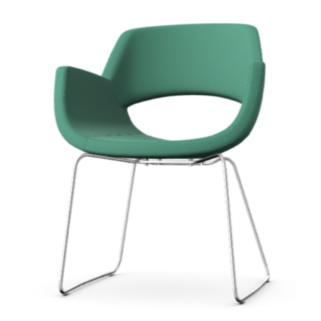 Fielder Reception Chair with Metal Skid Base