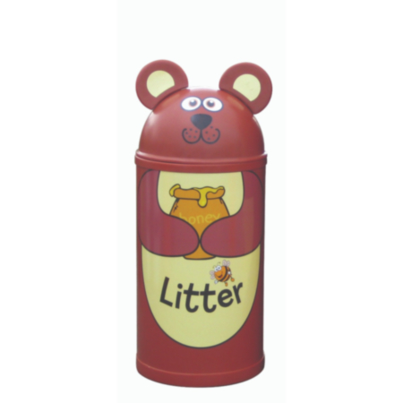 School Playground Bear Themed Litter Bin 