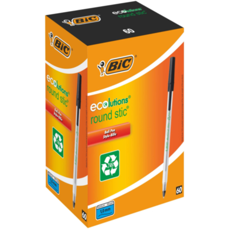 BIC Eco Round Stic Black Box 60