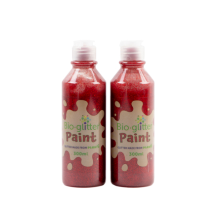 Bio Glitter Paint Red 300ml Pack of 2