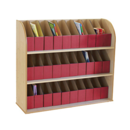 3 Shelf Maple Classroom Bookcase with 30 A4 Storage Library Boxes - Bundle Deal