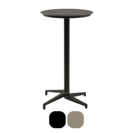 Boom Round Café Bistro Polypropylene Perforated Flip Top Table- Poseur Height