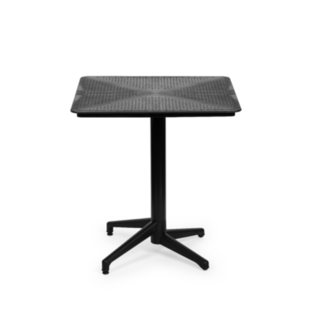 Boom Square Cafe Bistro Polypropylene Perforated Flip Top Table- Black