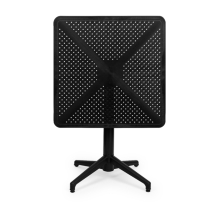 Boom Square Cafe Bistro Polypropylene Perforated Flip Top Table- Black