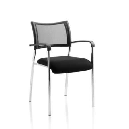 Brunswick Visitor Chair With Chrome Frame and Arms - Black