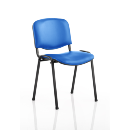ISO Stacking Chair Blue Vinyl Black Frame
