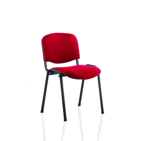 ISO Stacking Conference Wine Fabric Chair - Black Frame