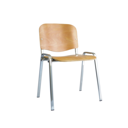 ISO Stacking Conference Beech Chair - Chrome Frame