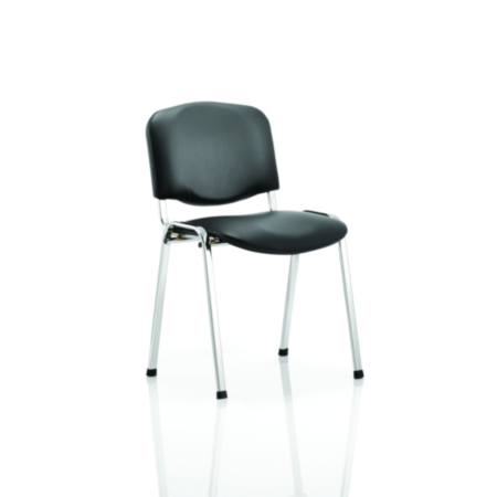 ISO Stacking Chair Black Vinyl Chrome Frame