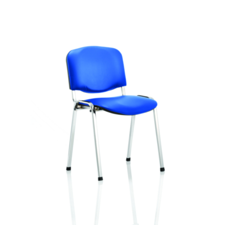 ISO Stacking Chair Blue Vinyl Chrome Frame