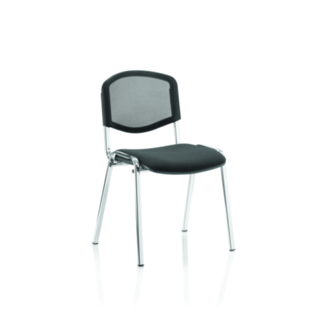 ISO Stacking Conference Black Fabric Chair - Chrome Frame