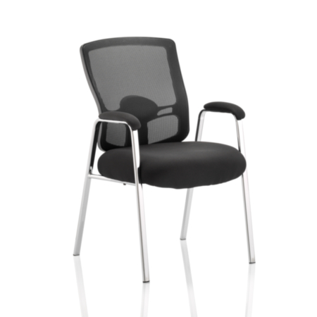Portland Visitor Straight Leg Chair With Padded Arm Rests - Black