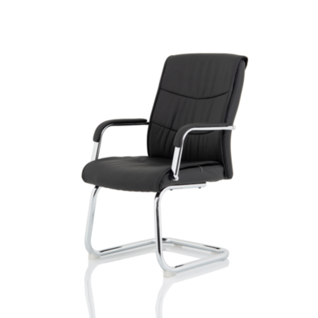 Carter Luxury Faux Leather Cantilever Chair With Arms - Black