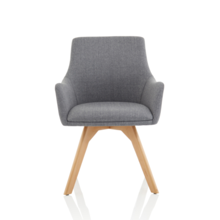 Carmen Grey Fabric Wooden Leg Chair with Floor Protectors