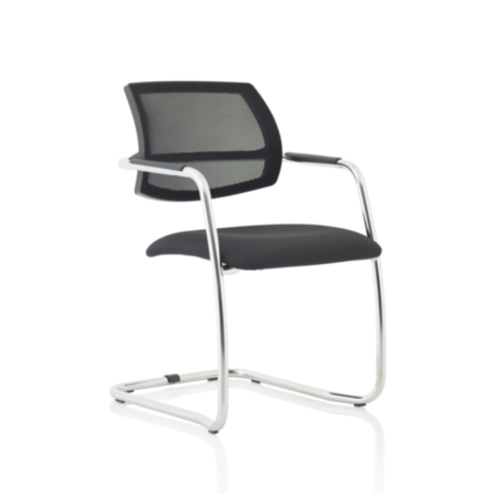 Swift Cantilever Mesh Back Conference Chair - Black Fabric