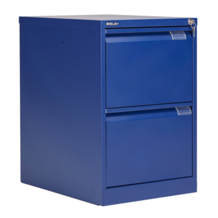 Bisley Classic 2 Drawer Steel Filing Cabinet - Blue