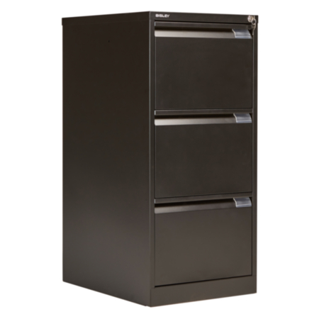 Bisley Classic 3 Drawer Steel Filing Cabinet - Black