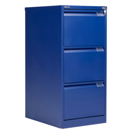 Bisley Classic 3 Drawer Steel Filing Cabinet - Blue