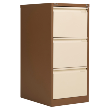 Bisley Classic 3 Drawer Steel Filing Cabinet - Coffee Cream