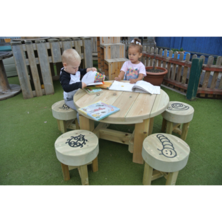Children&#039;s Wooden Outdoor Bug Table and Stools Set 