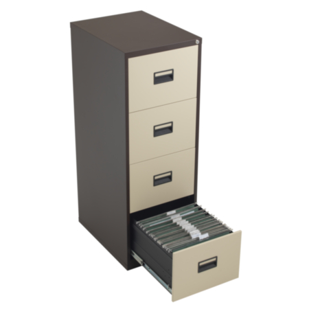 Steel 4 Drawer Lockable Filing Cabinet - Coffee Cream