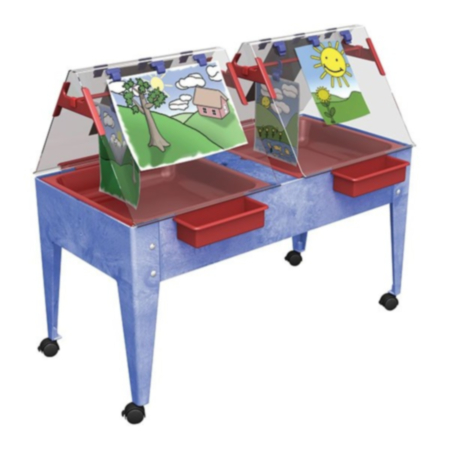 School Four Station Art Easel with Sand and Water Tray