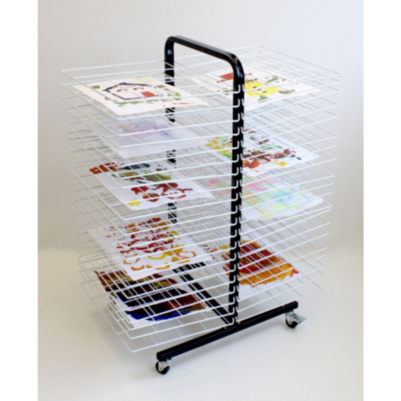 Classroom Mobile 40 Shelf Drying Rack With Large Shelves