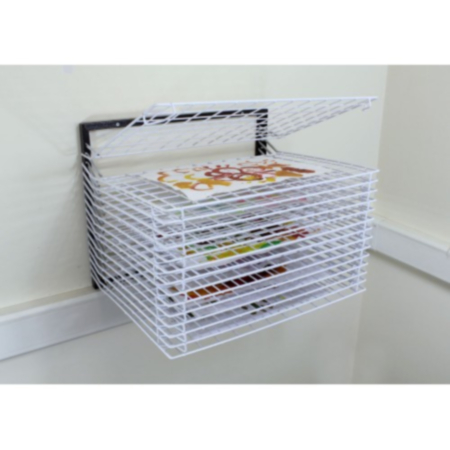 Classroom Drying Rack 15 Shelf Wall Mounted Spring Loaded