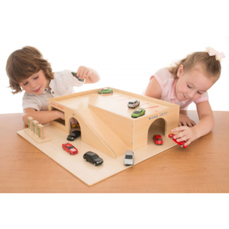 Early Years Wooden Garage, Cars, Tray and Lid