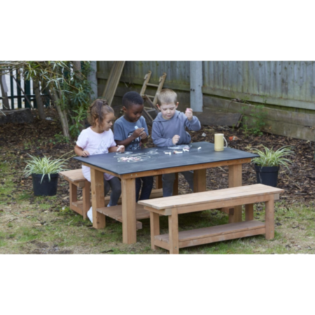 Cosy Outdoor Wooden Chalkboard Table and Bench Set 