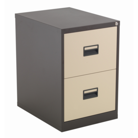 Steel 2 Drawer Lockable Filing Cabinet - Coffee Cream