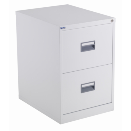Steel 2 Drawer Lockable Filing Cabinet - White
