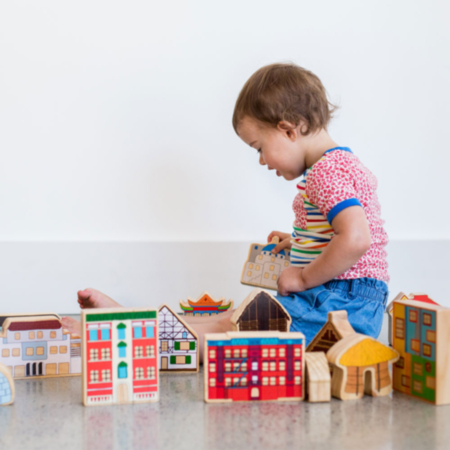 Children&#039;s Wooden Play Blocks - Shelters of the World