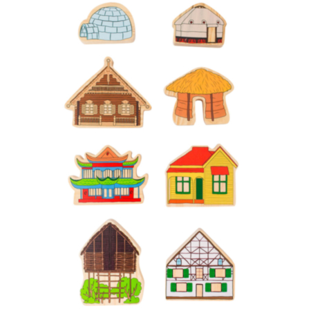 Children&#039;s Wooden Play Blocks - Shelters of the World