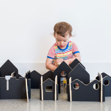 Wooden Play Blocks Happy Architect Create and Play Village - 26 Pieces 