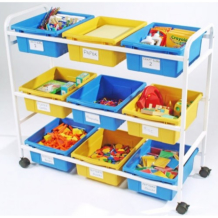 Classroom Storage Cart with 9 Large Open Tubs