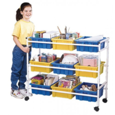 Classroom Storage Cart with 9 Large Open Tubs