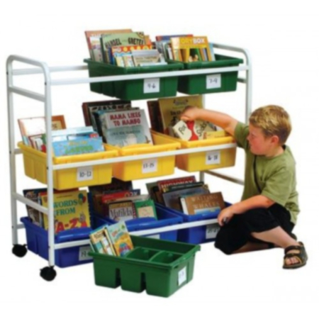 Classroom Storage Cart with 9 Divided Tubs