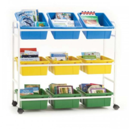 Classroom Storage Cart with 9 Divided Tubs