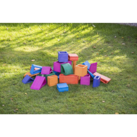 Early Years Outdoor Coloured Hollow Toy Building Blocks with Storage Tray