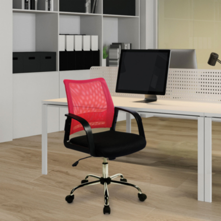 Calypso Medium Mesh Back Ergonomic Office Operator Armchair with Chrome Base